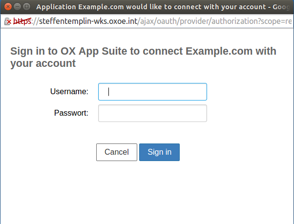 OAuth Login Screen