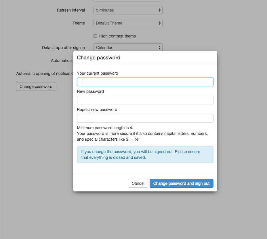 Change Password Dialog