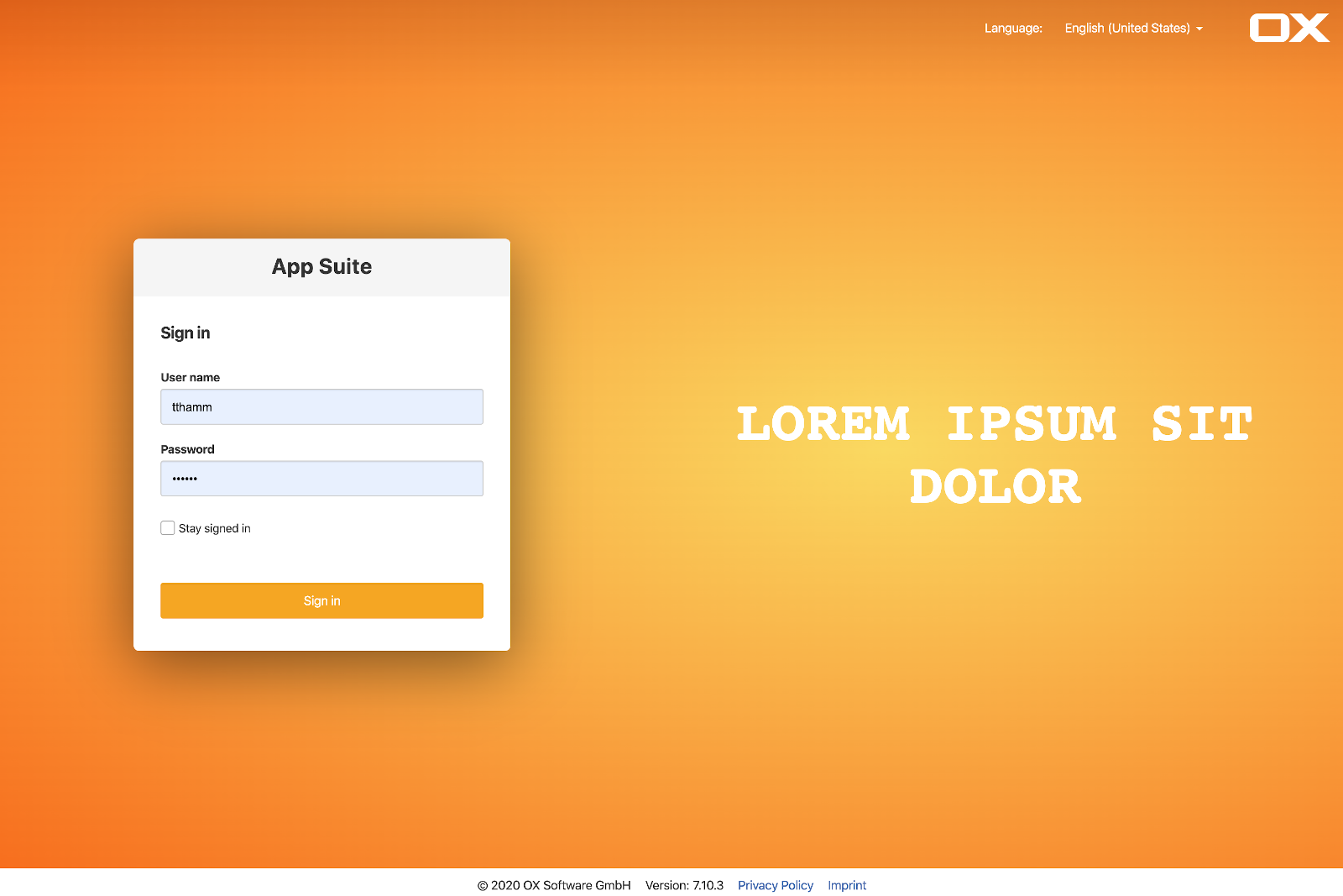 Orange theme example