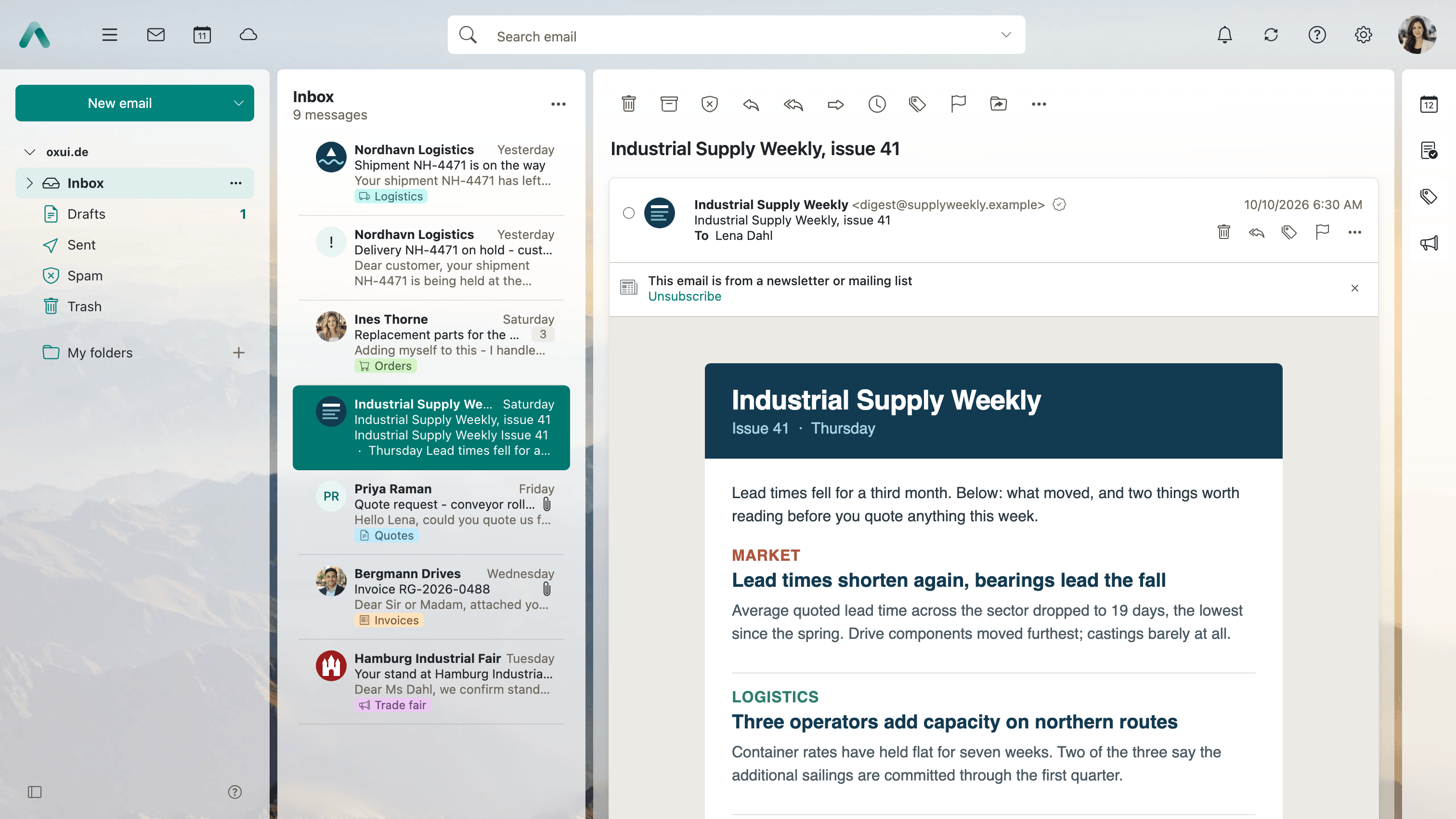 Mail under the Mountains background theme