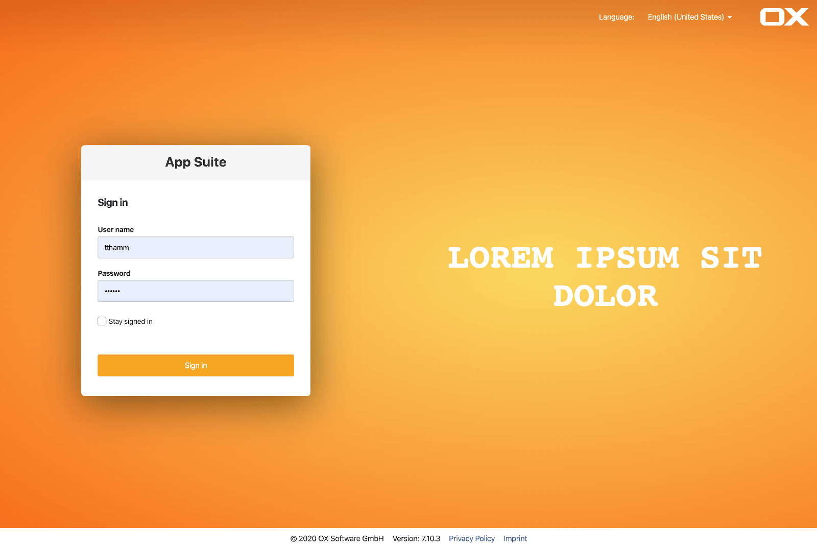 Orange theme example